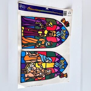 Vintage Nativity Window Clings Stained Glass Christmas Decor